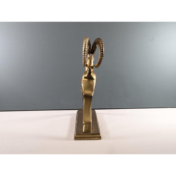 Vintage Solid Brass Sculpture of an Ibex Antelope, Art deco style brass Ram - Picture 9 of 14